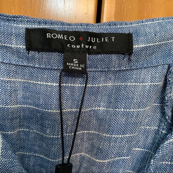 Romeo + Juliette Couture Linen Blend Jumpsuit Size Small Blue/Ivory NWT - Picture 8 of 13